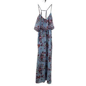 Princess Vera Wang Women's Sleeveless Floral A-Line Maxi Dress Blue/Multi Large